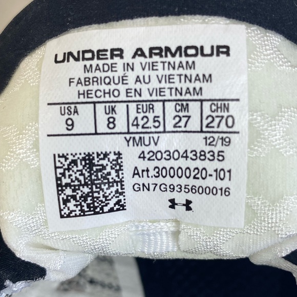 Under Armour Men's SpeedForm Miller 2 Track‎ Shoes Black/White 3000020 Size 9 - Picture 10 of 10